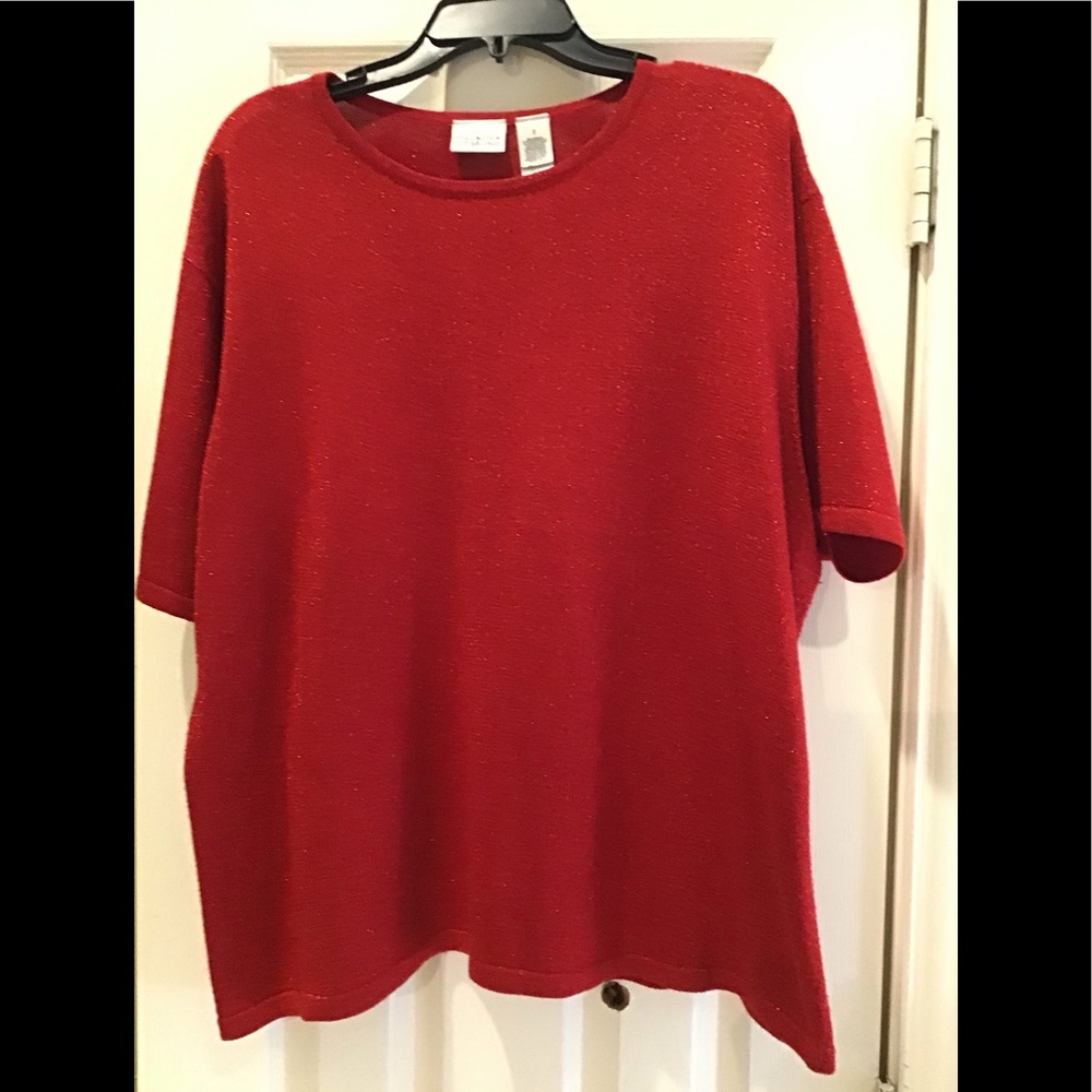 Red Short Sleeve Top with Sparkle.